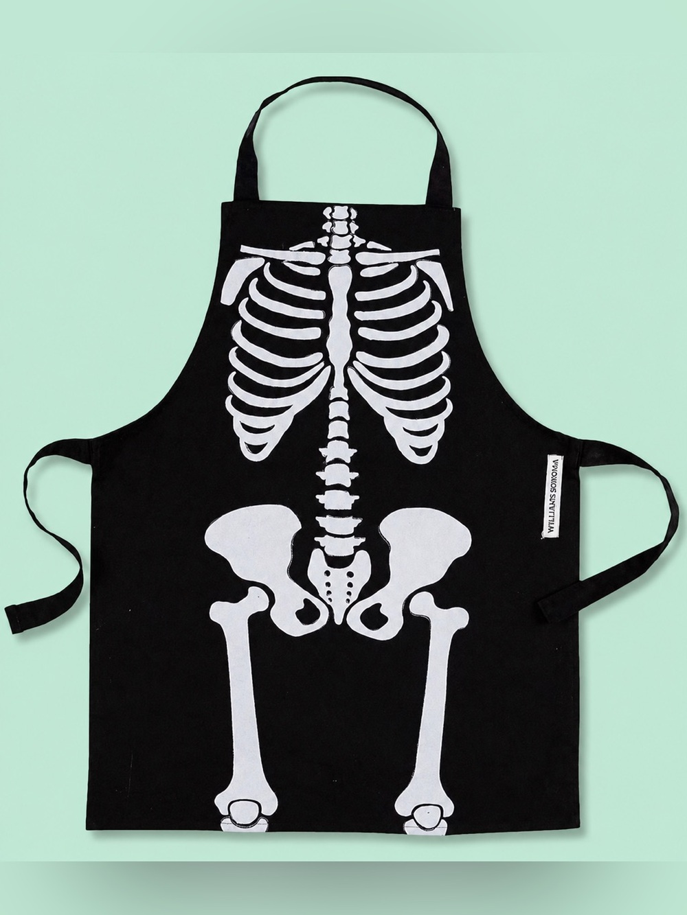 KIDS WILLIAMS SONOMA BLACK GLOW-IN-THE-DARK HALLOWEEN SKELETON APRON
